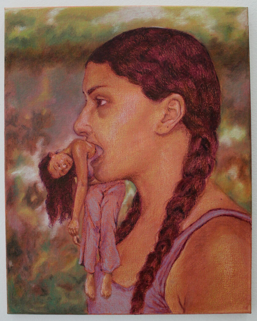 Lion’s Mouth; Oil pastel on canvas; 24” x 18”; 2025